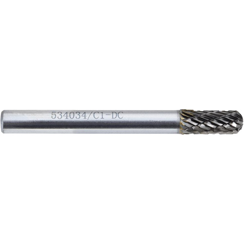 C1-DC JET-KUT GP Round Nose Shape Carbide Bur, 1/4" Dia. Equipex