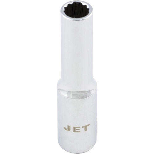 Chrome Socket, 4 mm, 1/4" Drive, 12 Points, Deep Equipex