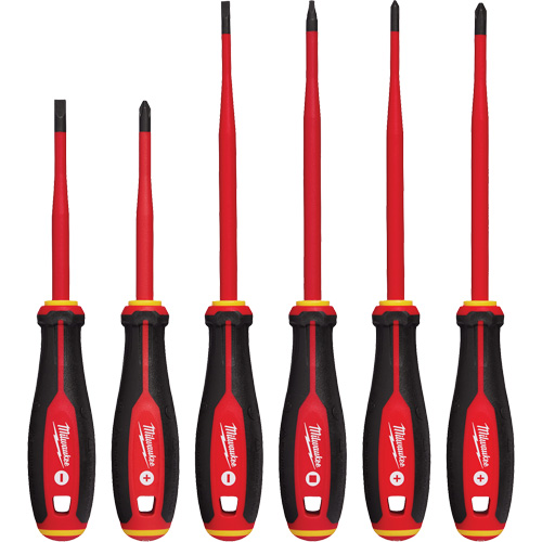 Jeu de tournevis isol&eacute;s &agrave; pointe &eacute;troite, 6 mcx, Magn&eacute;tique Equipex