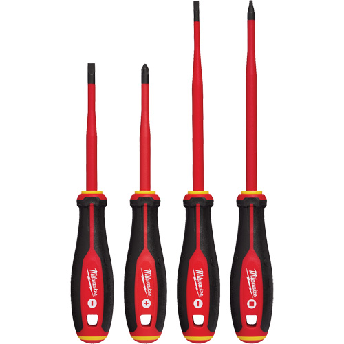 Jeu de tournevis isol&eacute;s &agrave; pointe &eacute;troite, 4 mcx, Magn&eacute;tique Equipex