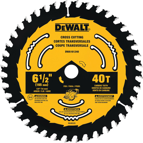 Circular Saw Blade, 6-1/2", 24 Teeth, Wood Use Equipex