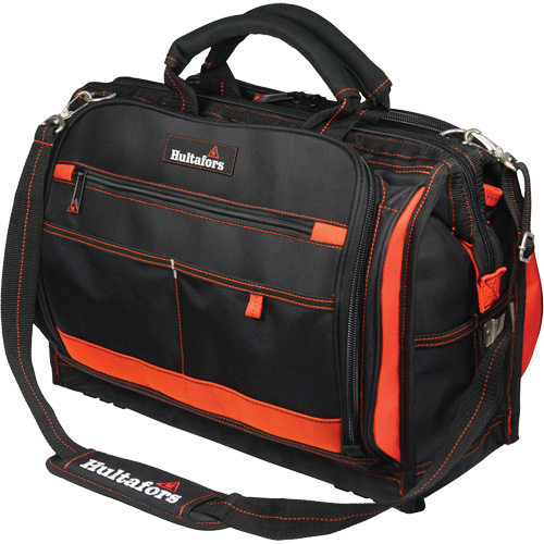 Porte-outils &agrave; compartiments multiples de 18", Polyester balistique, 50 pochettes, Noir/Rouge Equipex