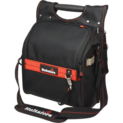 Pochette porte-outils pour &eacute;lectricien professionnel &agrave; fermeture &agrave; glissi&egrave;re, Polyester balistique, 19 pochettes, Noir/Rouge Equipex