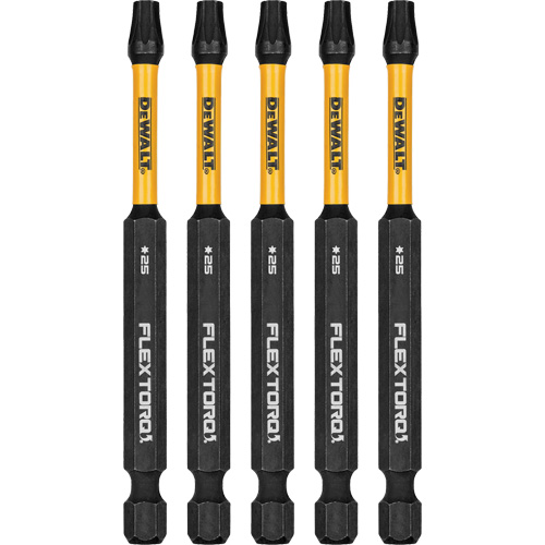 5-Piece FLEXTORQ&reg; Impact Screwdriving Bits, Torx, T-25, 1/4" Drive Equipex