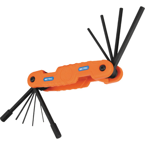 Pro Folding Hex Key Set, 10 Pcs., Metric Equipex