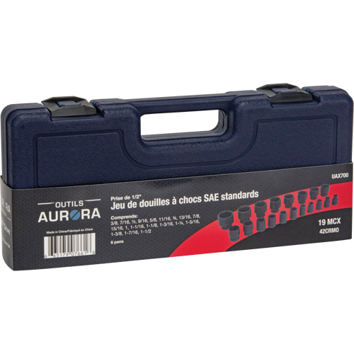 Jeu de douilles SAE, 19 Mcx, Chocs, Prise de 1/2" Equipex