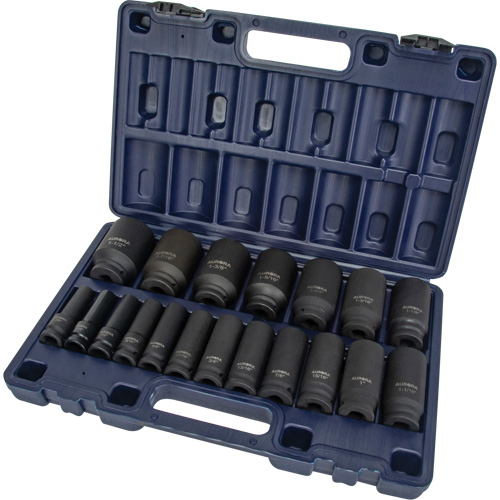 Jeu de douilles SAE, 19 Mcx, Chocs, Prise de 1/2", Profond Equipex
