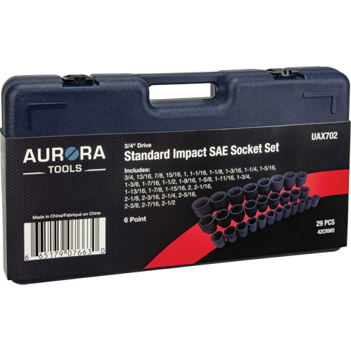 SAE Socket Set, 29 Pcs, Impact, 3/4" Drive Size Equipex