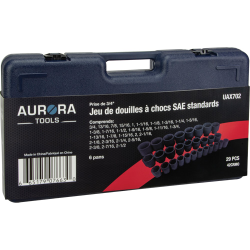 SAE Socket Set, 29 Pcs, Impact, 3/4" Drive Size Equipex