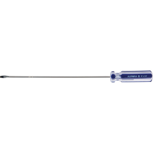 Tournevis &agrave; fente bleu transparent avec bandes, Tige de 1/8", Ronde, Prise en Plastique Equipex