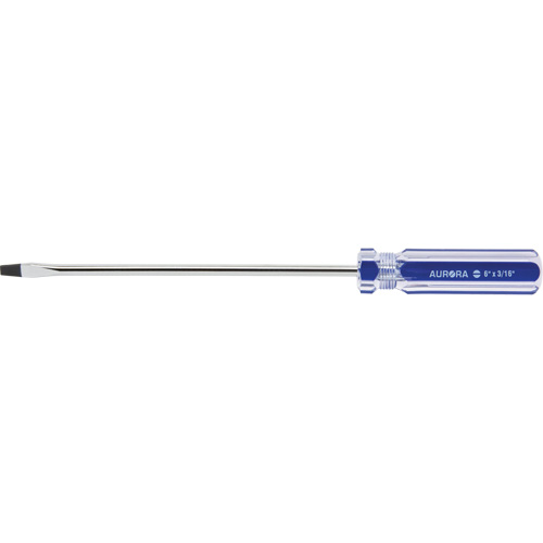Tournevis &agrave; fente bleu transparent avec bandes, Tige de 3/16", Ronde, Prise en Plastique Equipex