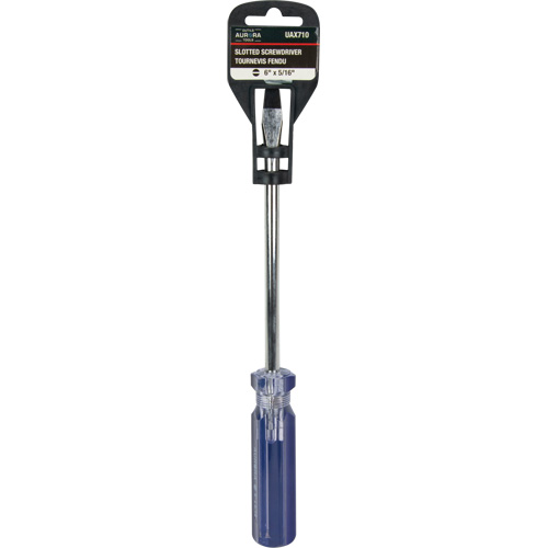 Tournevis &agrave; fente bleu transparent avec bandes, Tige de 5/16", Ronde, Prise en Plastique Equipex