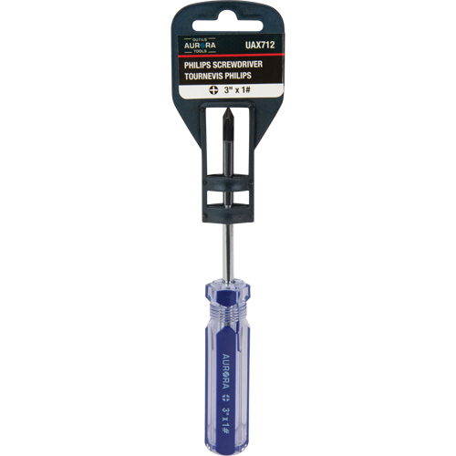 Tournevis Philips bleu transparent avec bandes, #1, Prise Plastique Equipex