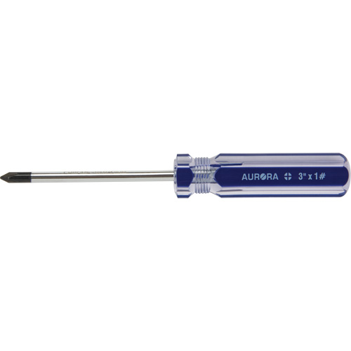 Tournevis Philips bleu transparent avec bandes, #1, Prise Plastique Equipex
