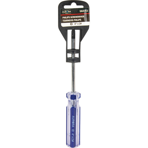 Tournevis Philips bleu transparent avec bandes, #2, Prise Plastique Equipex
