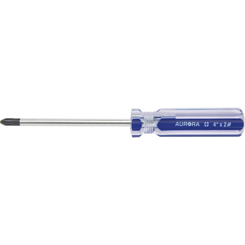Tournevis Philips bleu transparent avec bandes, #2, Prise Plastique Equipex