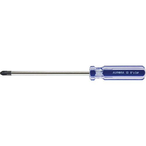 Tournevis Philips bleu transparent avec bandes, #3, Prise Plastique Equipex