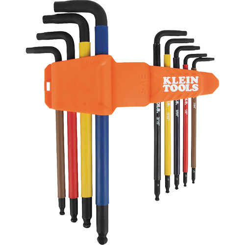 Jeu de cl&eacute; hex de style L extra longues et chromocod&eacute;es avec support, 9 mcx, Imp&eacute;rial Equipex