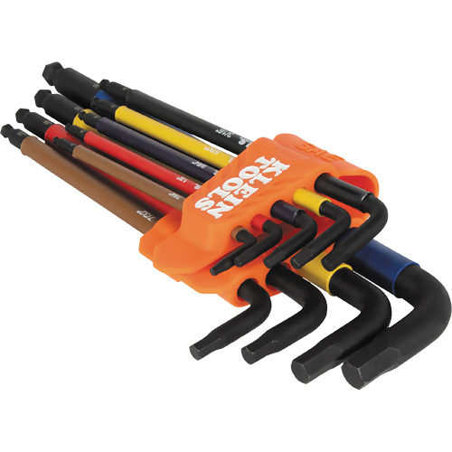 Jeu de cl&eacute; hex de style L extra longues et chromocod&eacute;es avec support, 9 mcx, Imp&eacute;rial Equipex