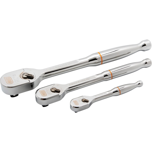 1/4", 3/8" & 1/2" Drive 120XP Full Polish Teardrop Ratchet Set Equipex
