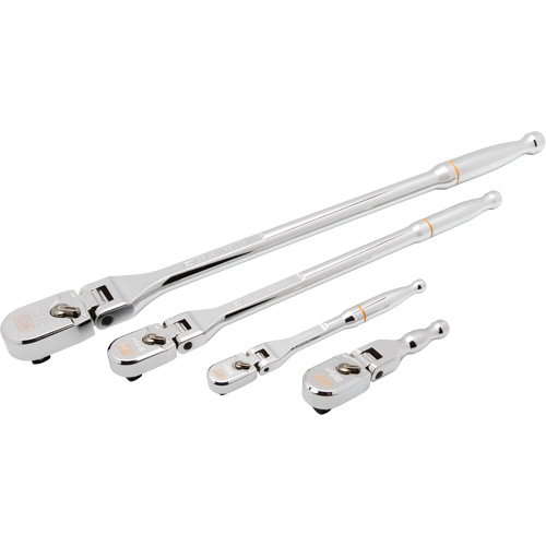 Ensemble de rochet &agrave; t&ecirc;te en goutte et manche enti&egrave;rement poli avec prises 1/4", 3/8" & 1/2" 120XP Equipex