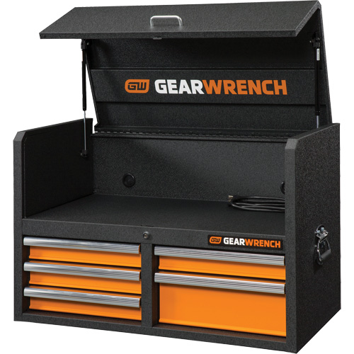 GSX Series Tool Chest, 36" W, 5 Drawers, Black/Orange Equipex