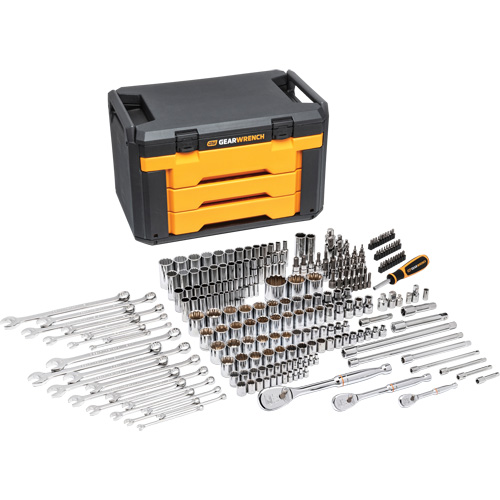 12-Point Mechanics Tool Set in 3 Drawer Storage Box Equipex