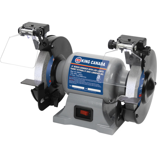 Bench Grinder with LED Lights, 6" Wheel Diameter, 3450 RPM Equipex