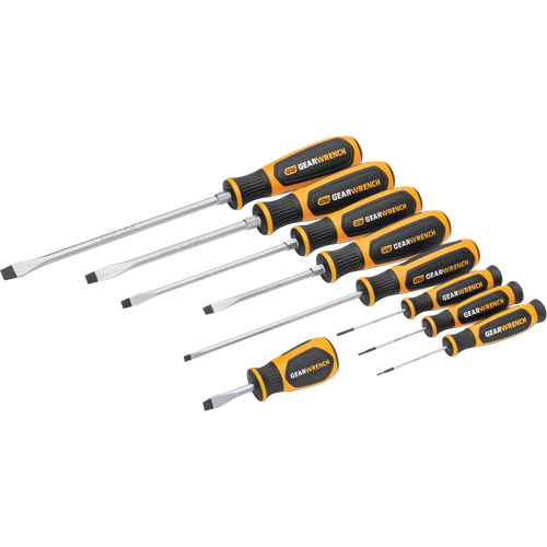Slotted Dual Material Screwdriver Set in Foam Storage Tray, 9 Pcs. Equipex