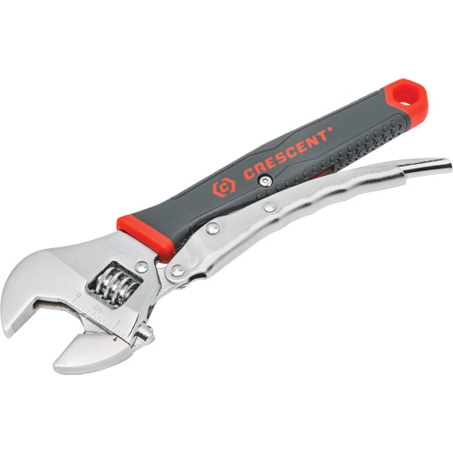 Locking Adjustable Dual Material Wrench, 10" L, 2-18/25" Max Width, Chrome/Polished Equipex