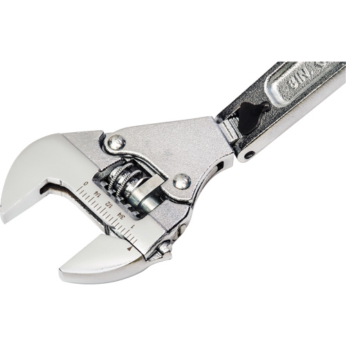 Adjustable Ratcheting Flex Wrench, 8" L, 2-27/50" Max Width, Chrome/Polished Equipex