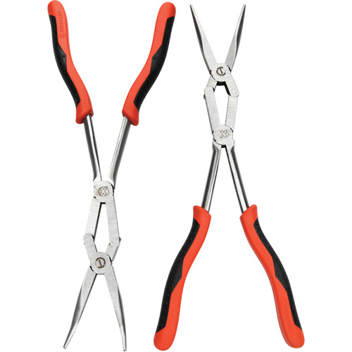 X2 Straight and Bent Long Nose Dual Material Plier Set, 2 Pieces Equipex