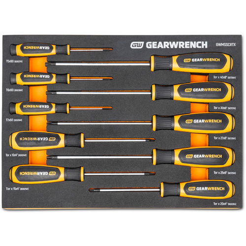 Torx&reg; Dual Material Screwdriver Set in Foam Storage Tray, 10 Pcs. Equipex