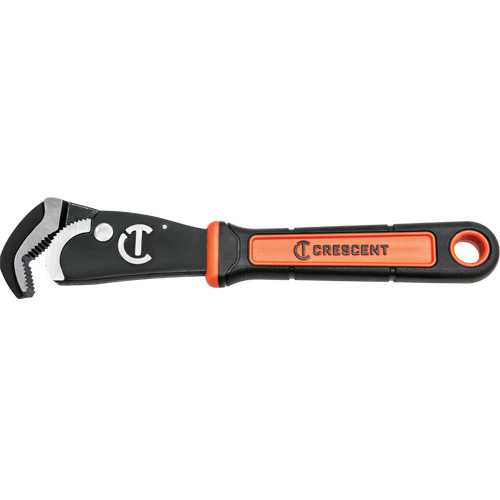 Self-Adjusting Dual Material Pipe Wrench, 1-1/2" Jaw Capacity, 12" Long, Black Oxide Finish, Cushion Handle Equipex
