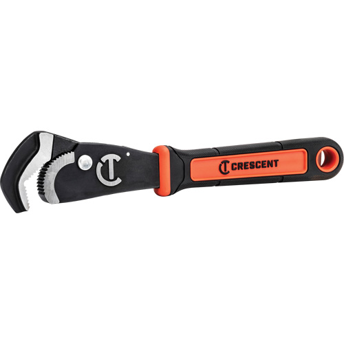 Self-Adjusting Dual Material Pipe Wrench, 1-1/2" Jaw Capacity, 12" Long, Black Oxide Finish, Cushion Handle Equipex