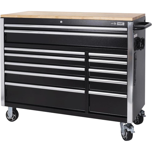 HDRC5212 HD Series Roller Cabinet, 12 Drawers, 51-1/4" W x 21" D x 40-3/10" H, Black Equipex