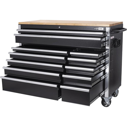 HDRC5212 HD Series Roller Cabinet, 12 Drawers, 51-1/4" W x 21" D x 40-3/10" H, Black Equipex