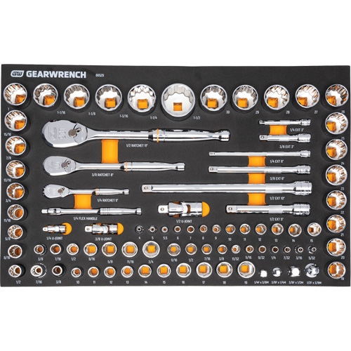 Mechanics Tool Set in Modular Foam Trays with Storage Unit, 194 Pieces Equipex