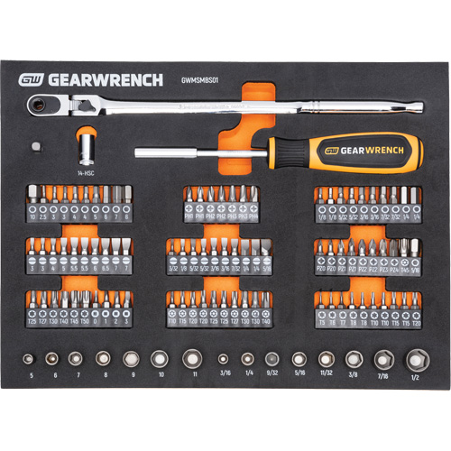 Mechanics Tool Set in Modular Foam Trays with Storage Unit, 194 Pieces Equipex