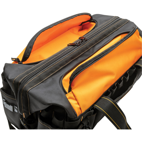 Professional 20" Tool Bag, Nylon, 33 Pockets, Black/Orange Equipex