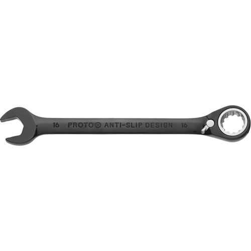 Metric Spline Combination Reversible Ratcheting Wrench, Black/Chrome Finish Equipex