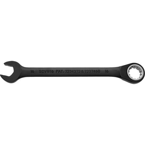 Metric Spline Combination Reversible Ratcheting Wrench, Black/Chrome Finish Equipex