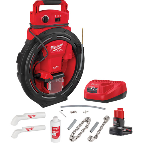 Serpent &agrave; chaîne haute vitesse pour tuyaux 1-1/4" - 2" FUEL, &eacute;lectrique, 1/4" x 35' Equipex