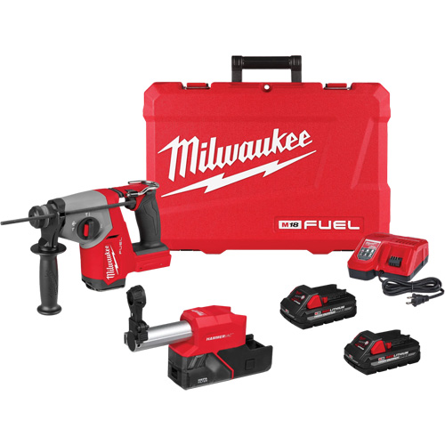 FUEL SDS Plus Rotary Hammer with Dust Extractor Kit, 18 V, 5/8", 1400 RPM Equipex
