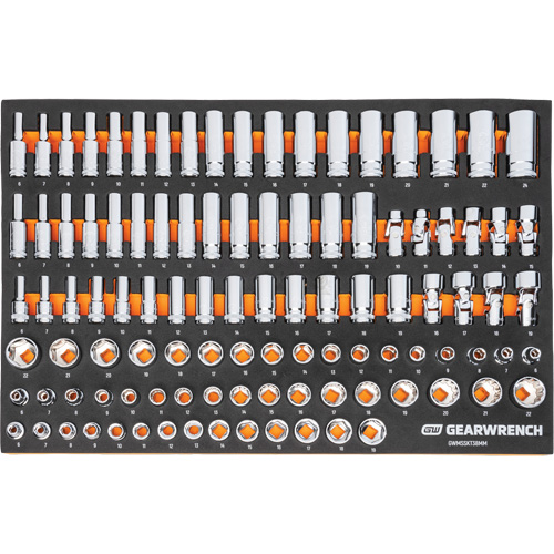 MEGAMOD Metric Mechanics Tool Set in Modular Foam Trays with Rolling Cabinet, 358 Pieces Equipex