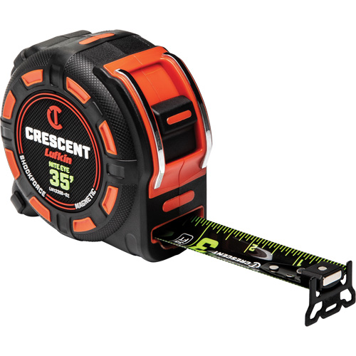 Shockforce NITE EYE Magnetic Tape Measure, 1-1/4" x 35', SAE Graduations Equipex