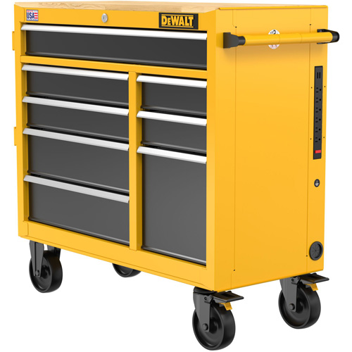 Postes de travail industriel mobile, 8 tiroirs, 40" la x Jaune Equipex
