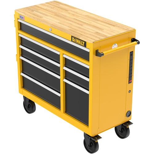 Postes de travail industriel mobile, 8 tiroirs, 40" la x Jaune Equipex