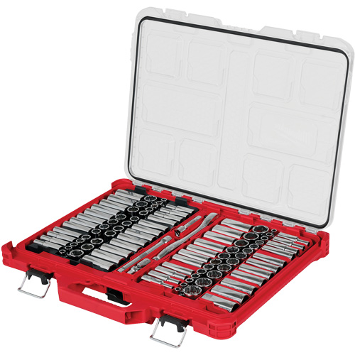 Metric/SAE Ratchet & Socket Set with PACKOUT Low-Profile Organizer, 98 Pcs, 3/8" Drive Size Equipex