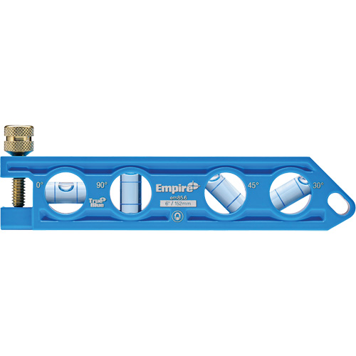 Niveau torpille moul&eacute; sous pression TRUE BLUE, 6" lo, Aluminium, 4 fioles Equipex